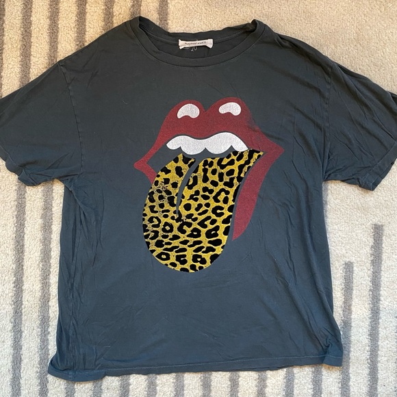 DAYDREAMER x free people Rolling Stones leopard tongue tour tee / vintage black - Picture 5 of 6